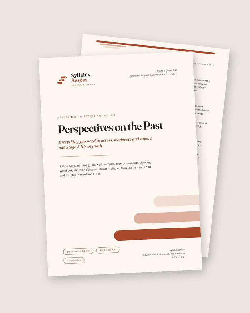 The Perspectives on the Past toolkit cover on top of an annotated work sample page